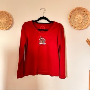 Life is Good Red Long Sleeve Top Size Small